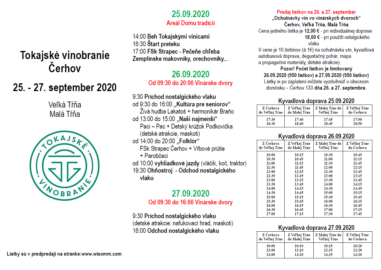 Tokajské vinobranie Čerhov 2020