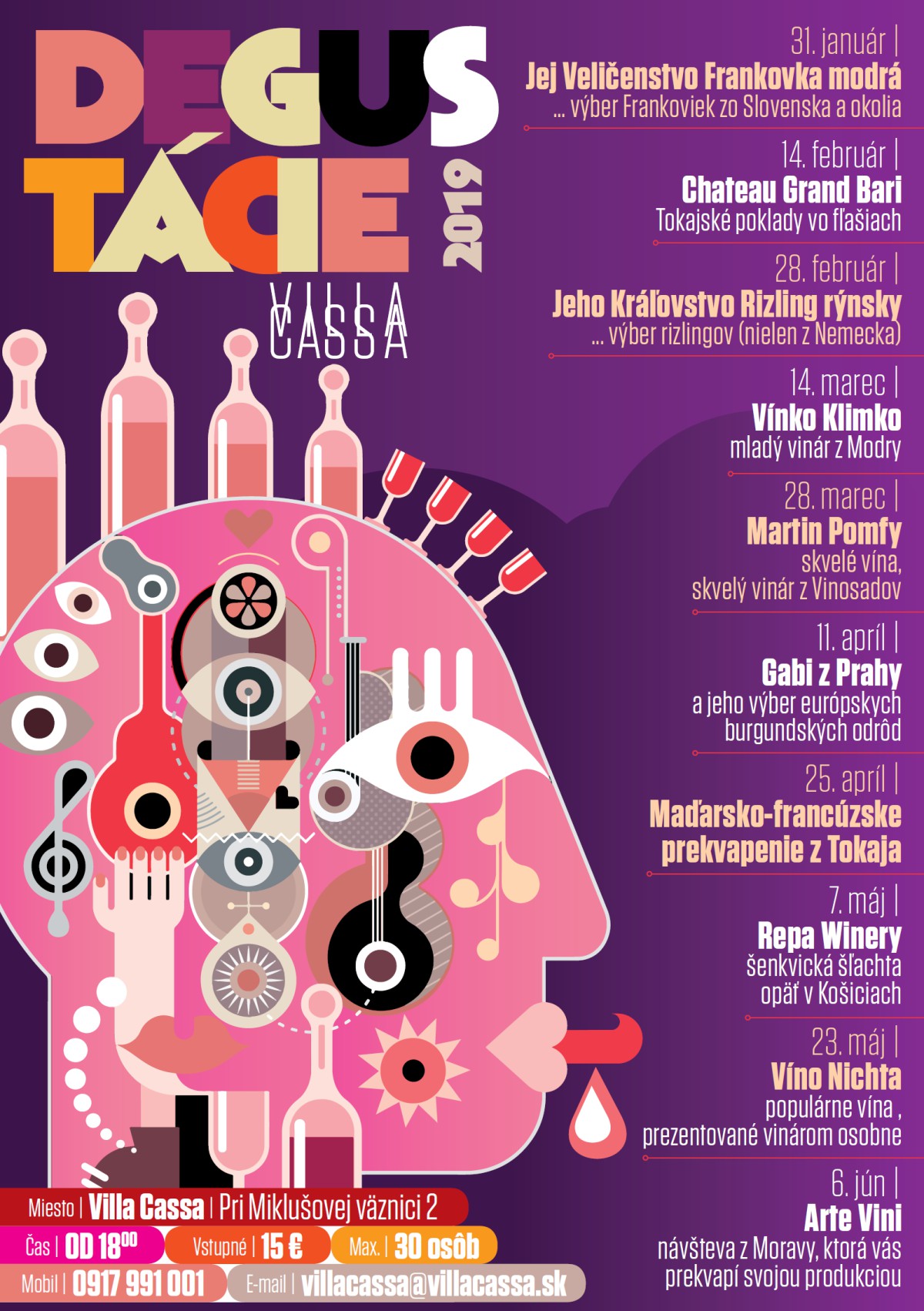 DEGUSTÁCIE vo Villa Cassa (január - jún 2019)