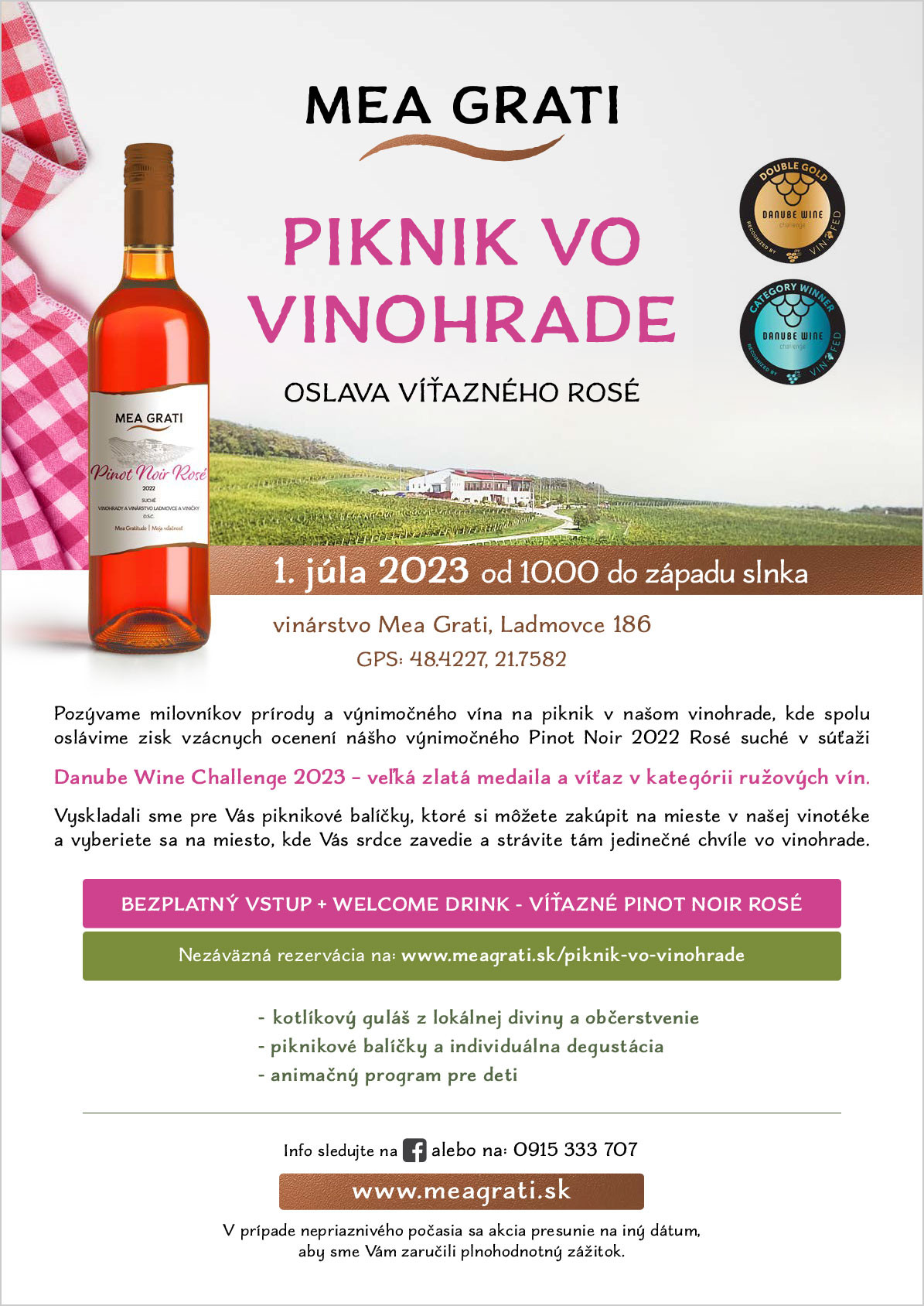 Piknik vo vinohrade - oslava víťazného rosé