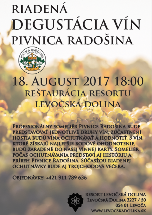 Degustácia vín pivnice Radošina (18.8.2017)